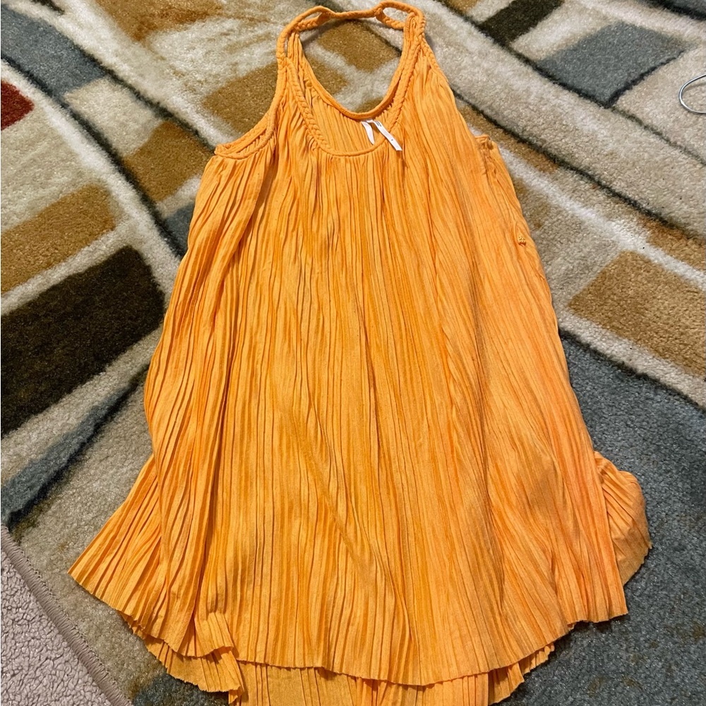 Yellow Pleated Halter Tunic
